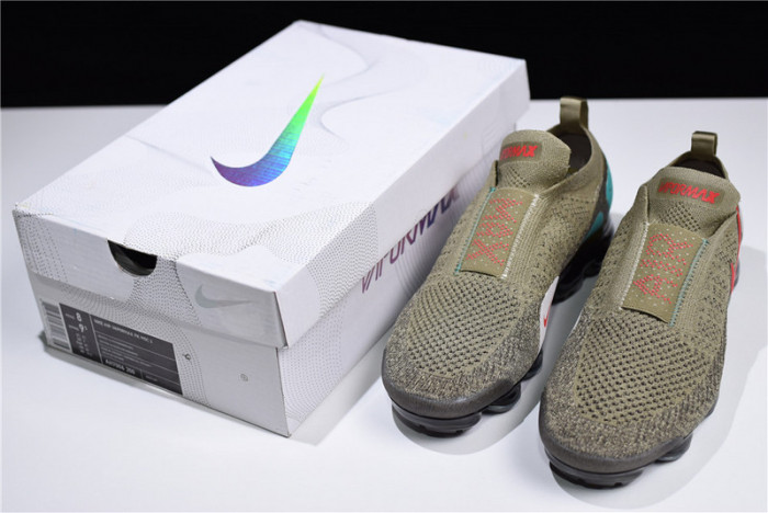 nike vapormax fk moc 2 natural olive habanero red air vapor max mens ah7006-200