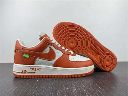 ZipUp Luis Vitton Nike Air Force 1 Low By Virgil Abloh White Orange 5140